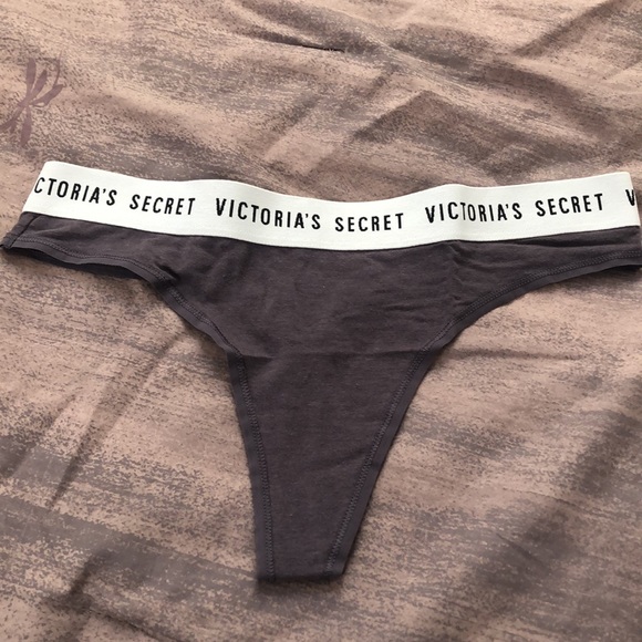 Victoria’s Secret thongs. Large. Purple and dark gray. Two thongs. Gray one NWOT - Picture 5 of 7
